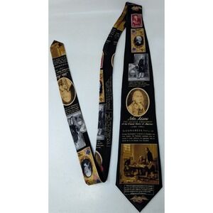 Vintage Museum Artifacts President John Adams History Polictical Silk Necktie